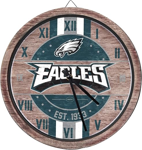 FOCO NFL Unisex-Adult NFL Wooden Barrel Wall Clock