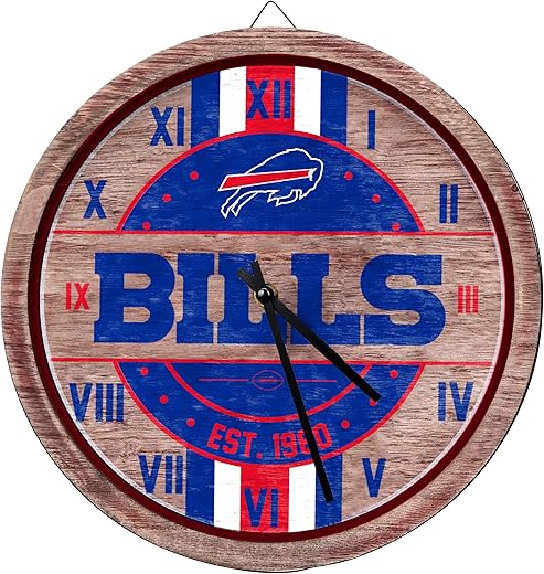 FOCO NFL Unisex-Adult NFL Wooden Barrel Wall Clock