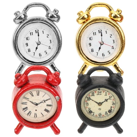 FOMIYES 4Pcs Miniature Alarms Mini Clock Models Tiny Alarm Clocks DIY Craft Mini House Accessories