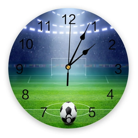 Football Green Stadium Lights Soccer PVC Wall Clock Modern Design Home Decor Bedroom Silent Oclock Watch Wall for Living Room