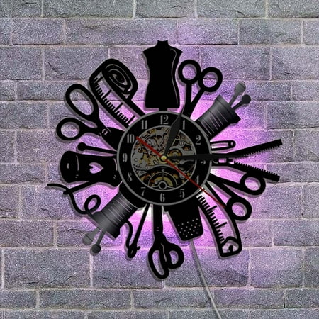 Foqnuq Vinyl Record Wall Clock, Tool Styling Clock, Quiet Sweep Second Hand, for Living Rooms and Offices