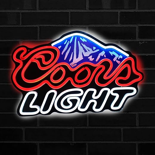 For coors light neon sign for Beer Led Sign Wall Décor - Fit Coors banquet neon sign for Bar Home for Bedroom Man Cave Office Hotel Pub Cafe Neon Light Signs with Dimmable Switch LED. (for yuanshan)