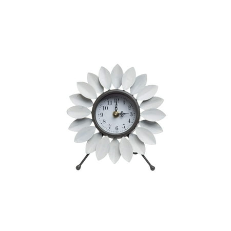 Foreside Home and Garden White Flora Tabletop Clock