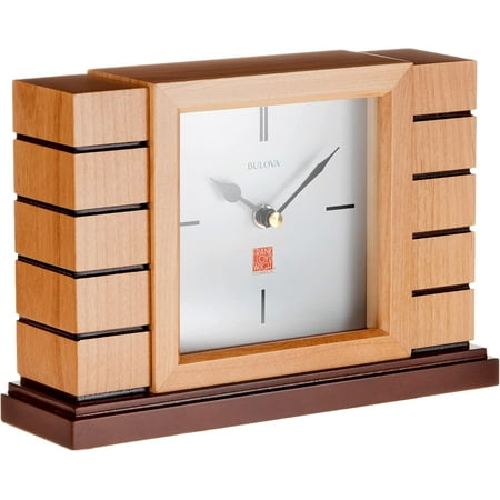 Frank Lloyd Wright Mantel Clock, Natural Finish with Walnut Stain Base