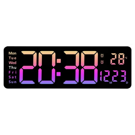 Fugit Clock Home & Garden Large LED Digital Wall Clock Temperature Date Day Display USB Remote Control