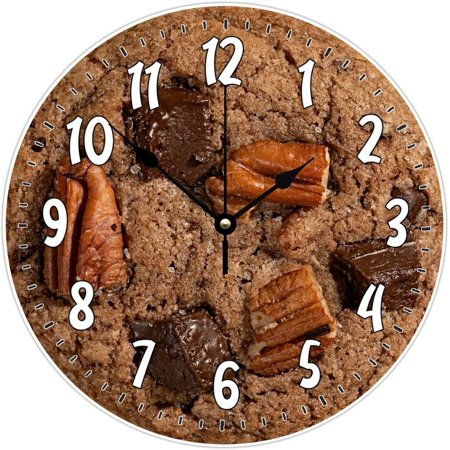 Funny Food Snacks Wall Clock Cookies Unique Fast Food Silent Clock Battery Operated 10Inch Ornament Wooden Clock Vintage Ready To Hang For Home Office Bedroom Kitchen Indoor