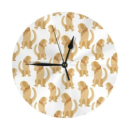 Funny Labrador Retriever Dog Wall Clock Silent Non Ticking - 10 Inch Battery Operated Modern Clocks for Living Room Bedroom Kitchen Bathroom Office Classroom, Decorative Clocks