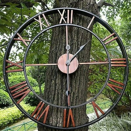 Garden Clock Outdoor Garden Wall Clock Large Numeral Garden Clock Iron Outdoor Clock Outdoor Clock, 16 Inch Iron Garden Clock and Nail Polish Machine