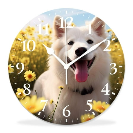 generic 14 inch Round Wall Clock,Labrador Dog in The Garden Colorful,Silent Non Ticking Wall Clocks for Living Room Kitchen Bedroom