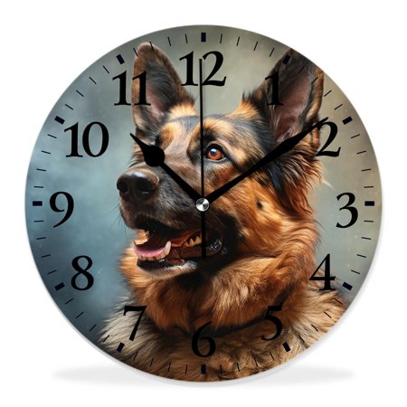 generic 16 inch Round Wall Clock,German Shepherd Dog Vintage Exquisite,Silent Non Ticking Wall Clocks for Living Room Kitchen Bedroom