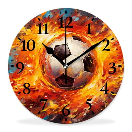 generic 16 inch Round Wall Clock,Soccer Ball Pattern Colorful,Silent Non Ticking Wall Clocks for Living Room Kitchen Bedroom