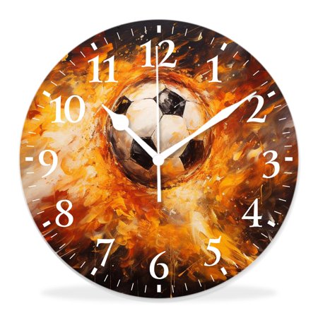 generic Silent Non Ticking 14 inch Round Wall Clocks,Soccer Ball Pattern Design,Decorative Clocks for Living Room Kitchen Bedroom