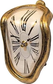 Generic Wall Clock - Sturdy, Silent, Dali-Inspired, 7" x 4.5" Roman Antique Gold