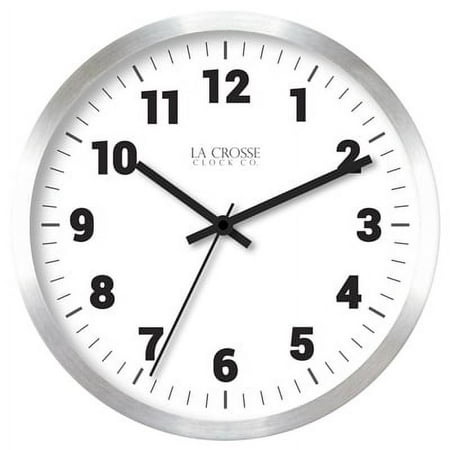 Geneva 10 Brushed Silver Metal Wall Clock Metal Case Metal Hands Glass Lens