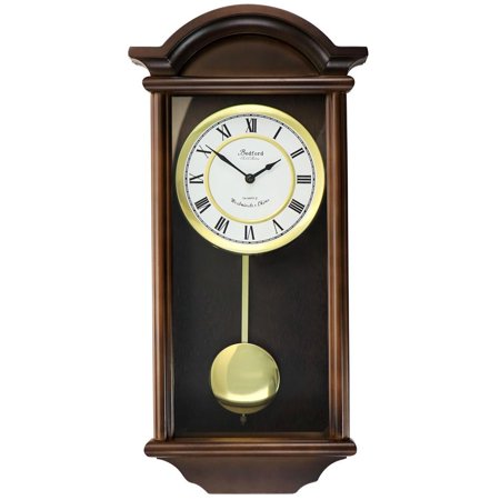 George 22 in. Chestnut Wood Chiming Pendulum Wall Clock