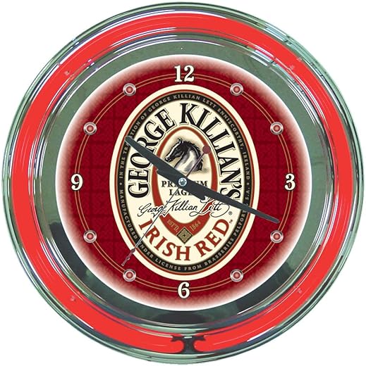 George Killian's Irish Red Chrome Double Ring Neon Clock, 14"