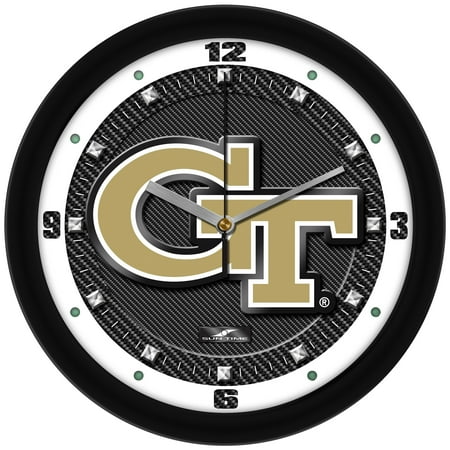 Georgia Tech Yellow Jackets 11.5'' Suntime Premium Glass Face Carbon Fiber Wall Clock