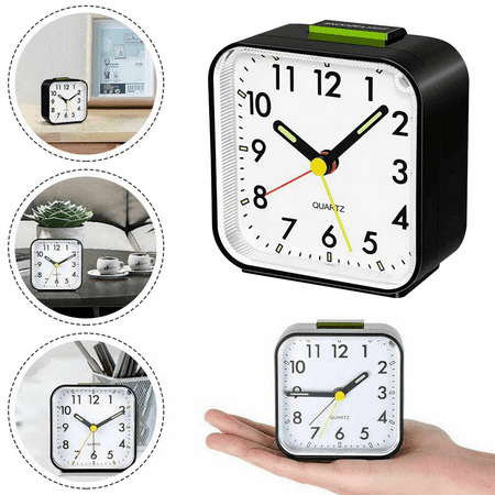 Gerich Quartz Alarm Clock with Night Light no Tick Snooze Silent Small Bedside Clocks Black