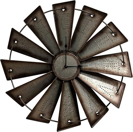 Gianna's Home Rustic Farmhouse Metal Windmill Wall Clock (18.5")