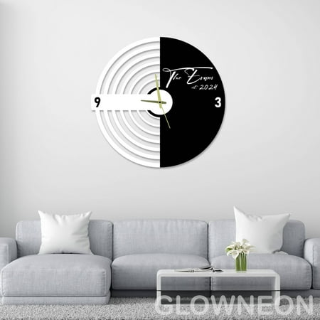 Glowneon Custom Minimalist Mid Century Modern Metal Large Wall Clock