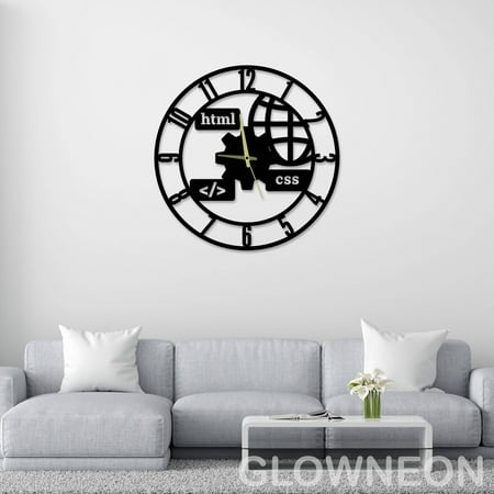 Glowneon Software Developer Modern Wall Clock, IT Officer Metal Clock