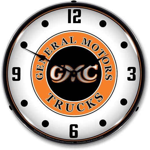 GMC General Motors Trucks LED Wall Clock, Retro/Vintage, Lighted, 14 inch