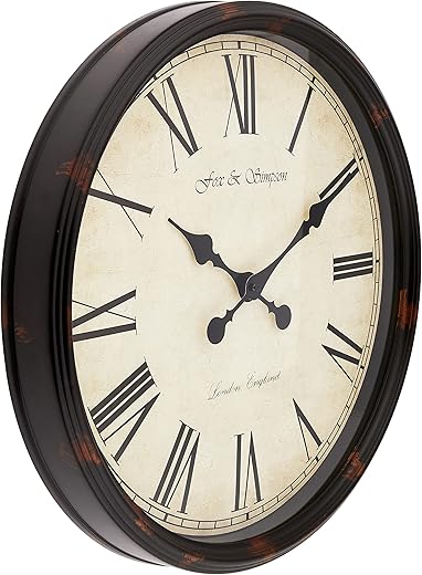 Grand Central Station Extra Large 50cm / 20-Inch Wall Clock in Cream (Black)