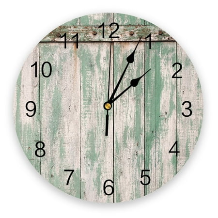 Green Vintage Wood Grain Bedroom Wall Clock Large Modern Kitchen Dinning Round Wall Clocks Watches Living Room Watch Home r