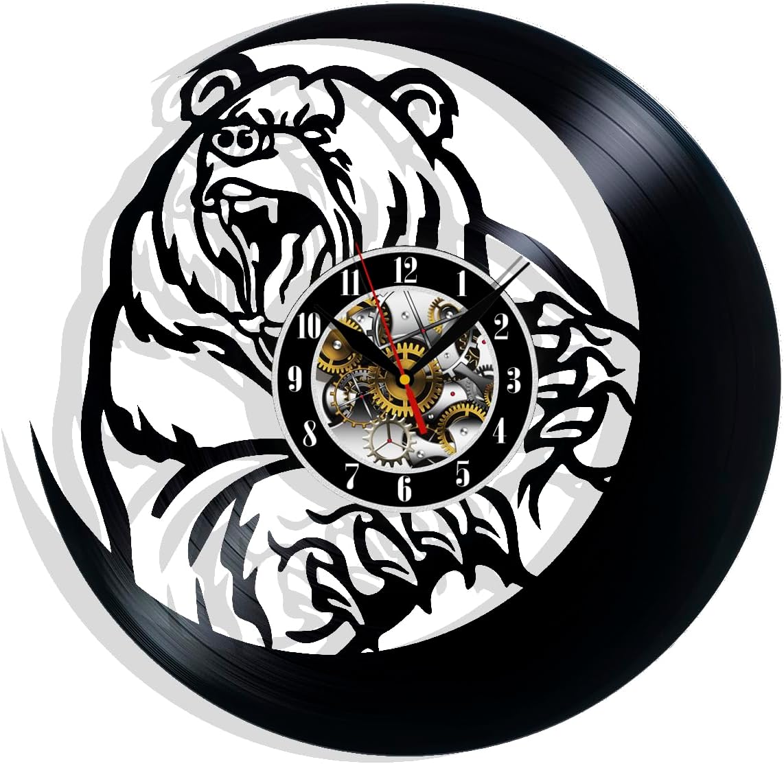 Grizzly Bear Vinyl Wall Clock - Wildlife Inspired Design - Nature Themed Decor for Nature Lovers