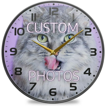 GZHJMY Personalized Photo Wall Clock Custom Design Photo Picture Logo Name Round Clock Silent Non Ticking Wall Clocks Battery Operated for Home Office School Decor Wedding Gift Friends Family