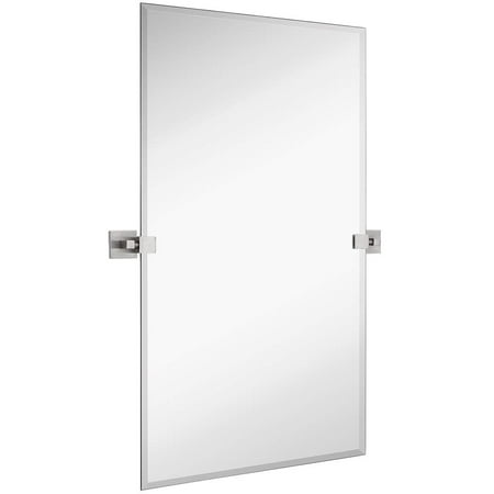 Hamilton Hills Large Squared Modern Pivot Rectangle Mirror With Brushed Chrome