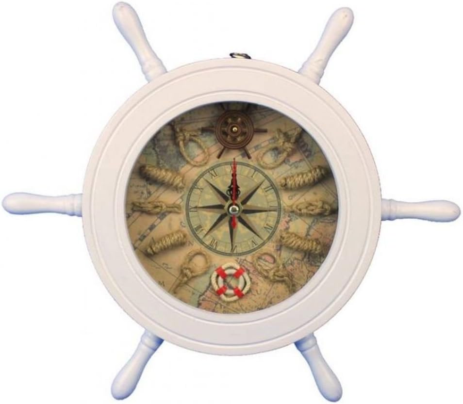 Hampton Nautical Wheel-Clock-103 White Ship Wheel 12 Themed Clocks-Nautical Wall Art