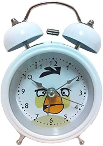 HAND 8815 Extremly Silent Children Cartoon Twin Bell Metal Alarm Clock- Angry Birds Style - White