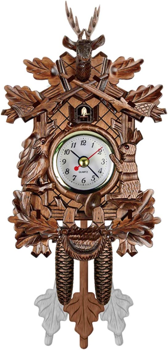 Handmade Wooden Cuckoo Wall Clocks, Swing Coo Coo Vintage Clock Cuckoo Hanging Clock Pendulum Wall Clock for Room Decor Living Room Decor