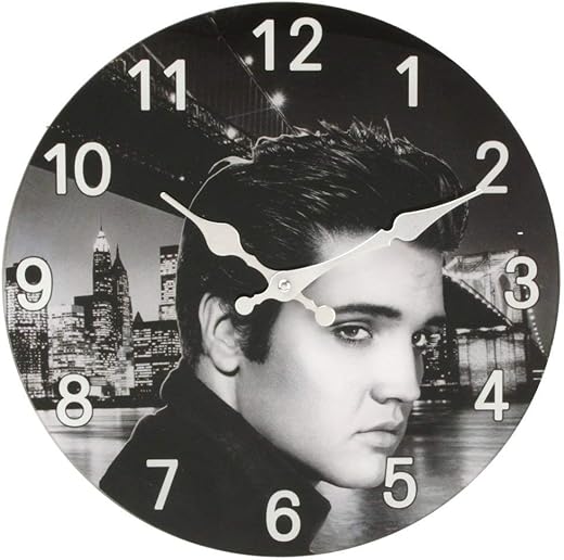 Happy Homewares Stunning Elvis Presley Themed Photo Printed Glass Wall Clock