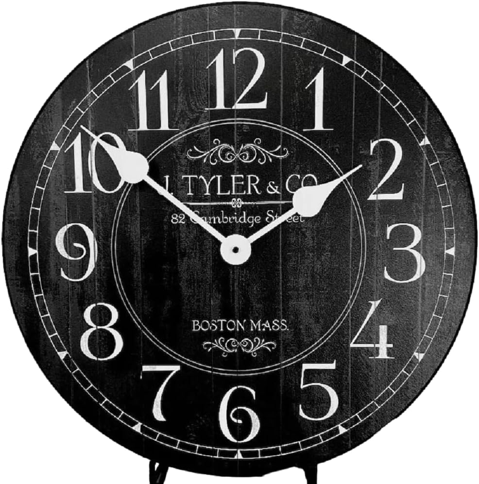 Harbor Black Wall Clock | Ultra Quiet Quartz Mechanism | Hand Made in USA Beautiful Crisp Lasting Color | Comes in 8 Sizes | 18-Inch