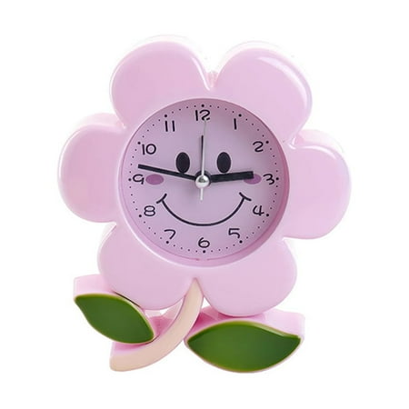 Hareemi 1PC Creative Flower Shape Alarm Clock Bedside Time Reminder Desktop Decoration Birthday Gift for Kids Students Home Without Battery (Random Style)