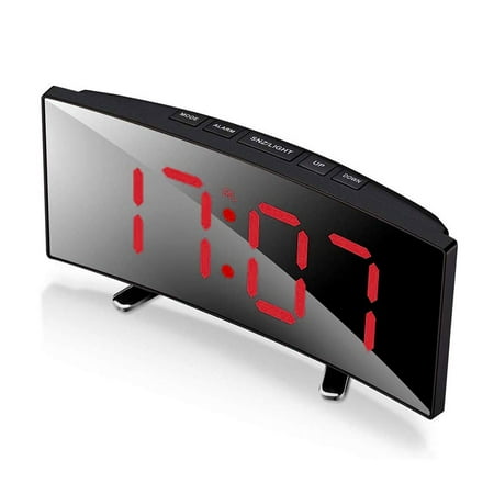 Harupink Digital Alarm Clock Curved LED Electronic Digital Desktop Clock Bedroom Table Clock