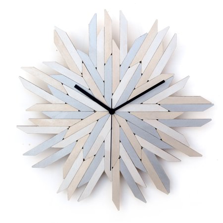 Haystack Frozen - 16 in Attractive Handmade Wall Clock in Shades of Silver