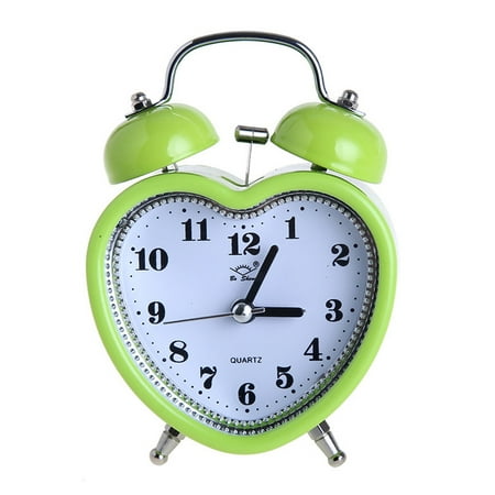 Heart Shape Bell Alarm Clock No Ticking Silent Night Light for Time Clocks for Kids Girls Bedroom Snooze Wake Up Clocks Gift Supplies