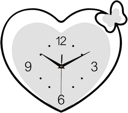 Heart Shape Wall Clock Acrylic Clock Decoration Decorative Silent Wall Art for Study Room Kitchen Home Bedroom Dining Room