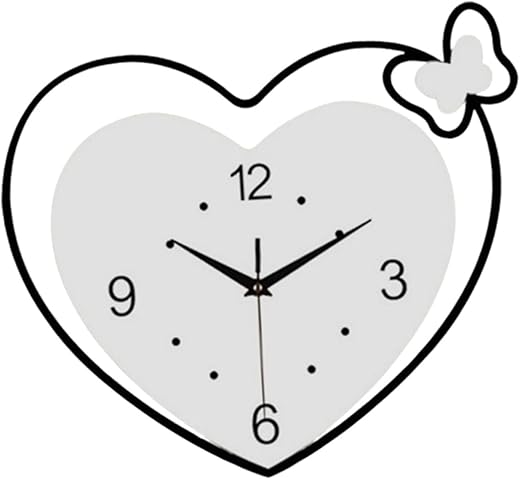 Heart Shape Wall Clock Hanging Ornament Silent for Indoor Study Room Cafe