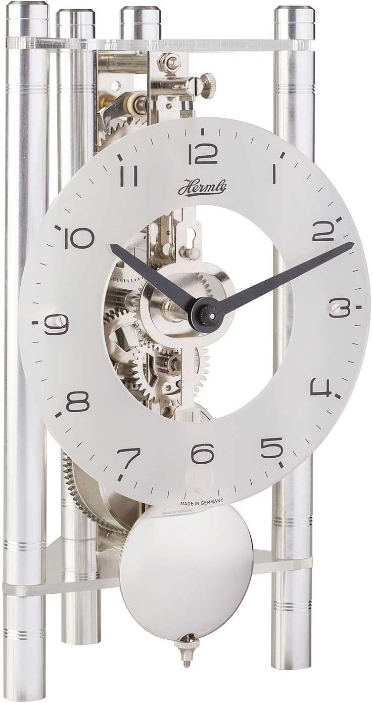 Hermle 23025-X40721 Mechanical Table Clock with Skeleton Movement and Swinging Pendulum