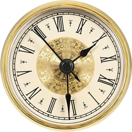 Hicarer 2.8 Inch/ 70 mm Roman Numeral Clock Insert with Gold Trim, Quartz Movement