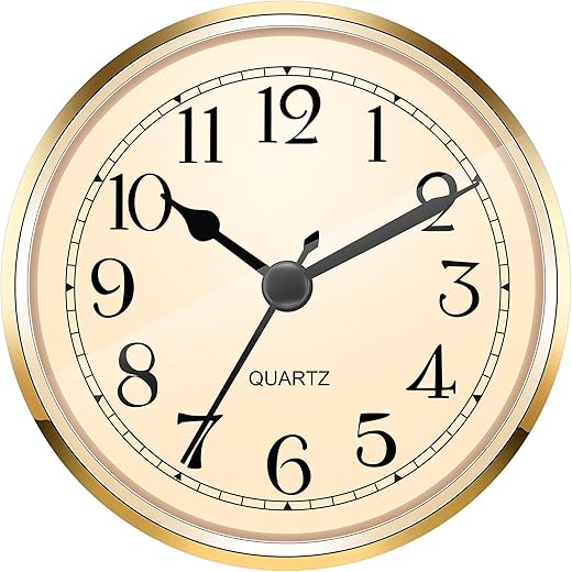 Hicarer 3-1/2 Inch (90 mm) Quartz Clock Fit-up/Insert with Arabic Numeral (Gold)