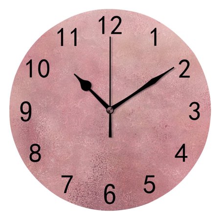 Hidove Round Wall Clock Home Decorative, Rose Gold Copper Bronze Brass Background Wall Clock 10 inch Silent Non Ticking Quartz Battery Operated Clock Easy to Read