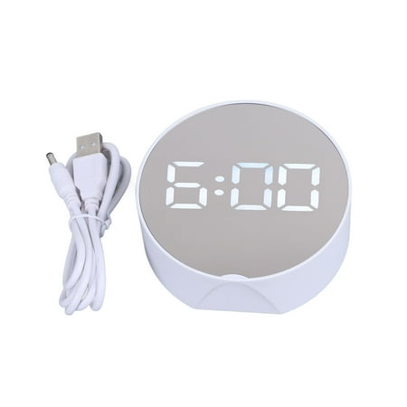 High-Visibility LED Display for Home, Office, & Travel Large White Round Digital Mirror Alarm Clock