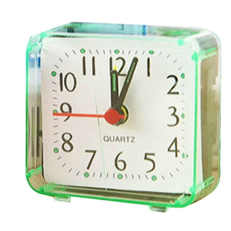 Holiday Clearance Square Small Bed Alarm Clock Transparent Case Compact Travel Clock Mini Children Student Desk Watch