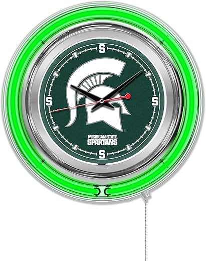 Holland Bar Stool Co. NCAA Unisex-Adult Double Neon Ring, 15" Dia. Logo Clock