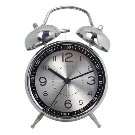 Holloyiver Alarm Clock, Twin Bell Galvanized Metal 4.5 Extra Loud Quartz Battery Operated with Backlight for Bedside Table, Vintage Silent Non-Ticking Old Fashioned Decorative Desk Clocks